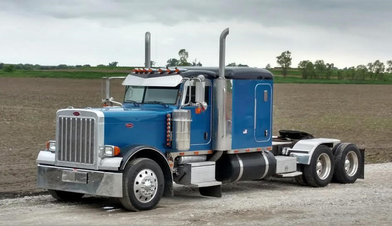 Blue Peterbilt truck